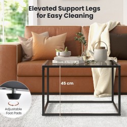 Moderni harmaa neliönmuotoinen sohvapöytä metallirungolla 70 cm Moderni harmaa neliönmuotoinen sohvapöytä metallirungolla 70 cm