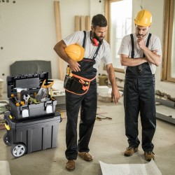 Kaksiosainen rullattava työkalulaatikkosarja musta vetokahvalla