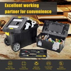 Kaksiosainen rullattava työkalulaatikkosarja musta vetokahvalla