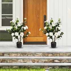 Valkoinen tekokamelia-puu koristekivillä, 95 cm, 2 kpl