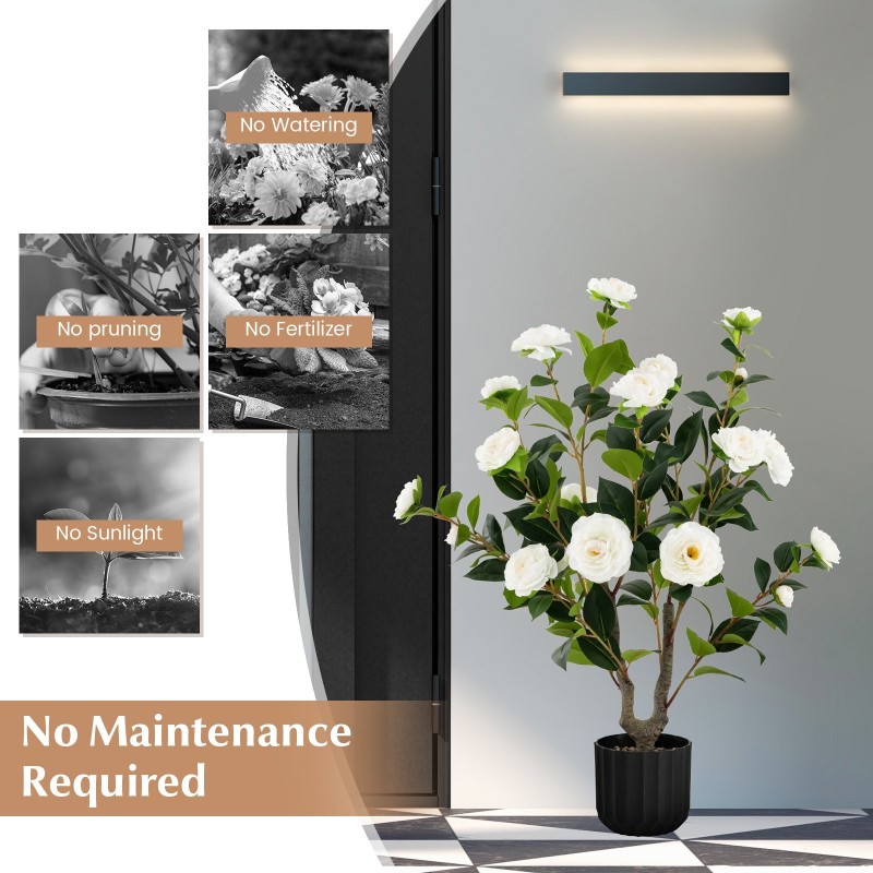 Valkoinen tekokamelia-puu koristekivillä, 95 cm, 2 kpl