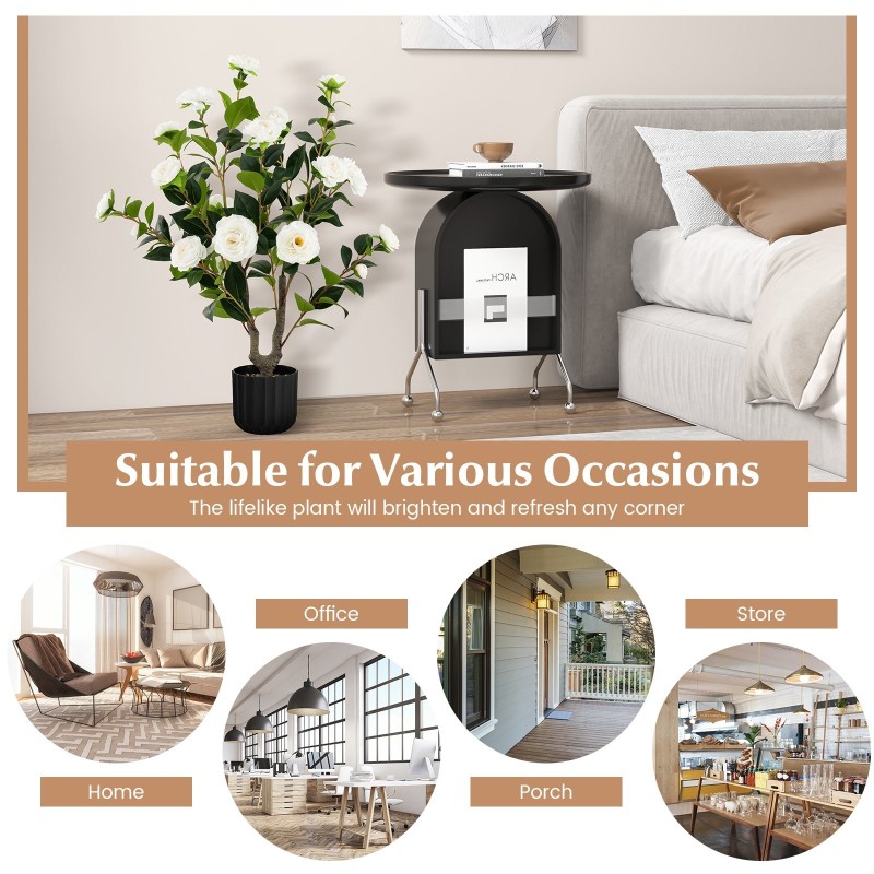 Valkoinen tekokamelia-puu koristekivillä, 95 cm, 2 kpl