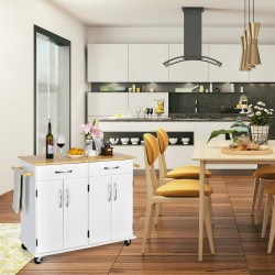 Liikuteltava keittiösaareke lukittavilla pyörillä ja kumipuupinnalla