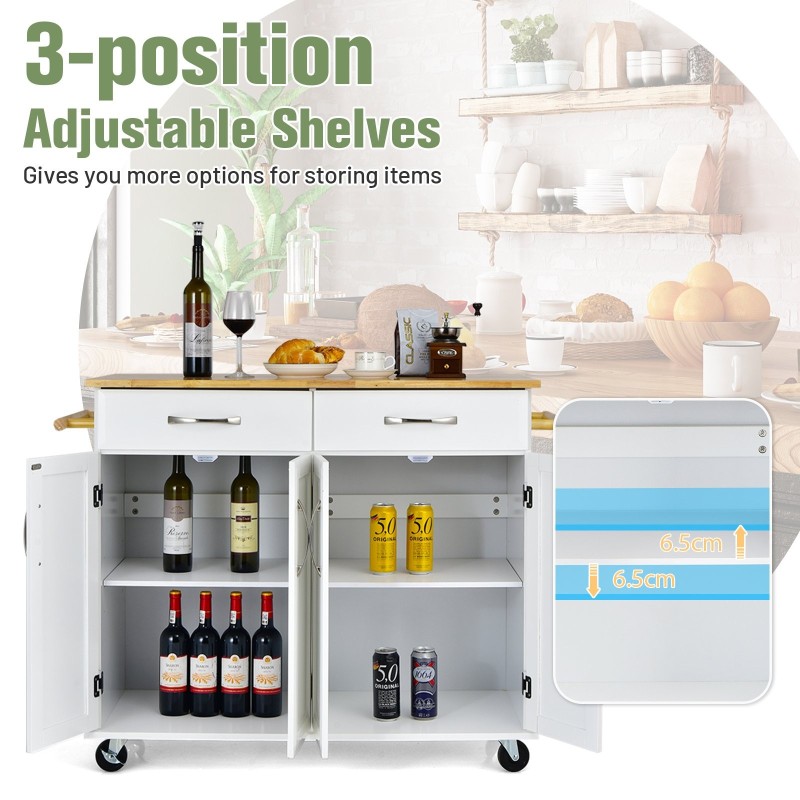 Liikuteltava keittiösaareke lukittavilla pyörillä ja kumipuupinnalla