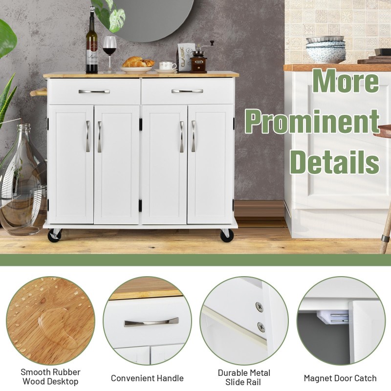 Liikuteltava keittiösaareke lukittavilla pyörillä ja kumipuupinnalla