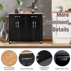 Keittiösaareke lukittavilla pyörillä ja kumipuinen työtaso musta