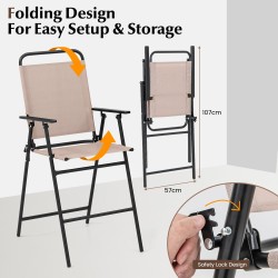 Ulkobaarisetti pöytä ja 2 taitettavaa tuolia beige