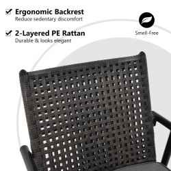 Kaksi mustaa kääntyvää patio baarijakkaraa rottinki ja metalli