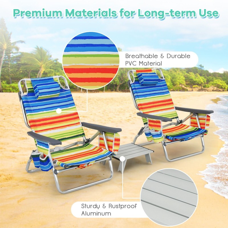 Kolmiosainen värikäs rantatuoli- ja pöytäsarja ulkokäyttöön