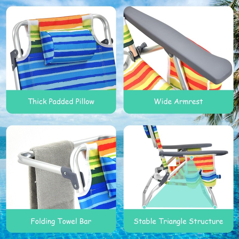 Kolmiosainen värikäs rantatuoli- ja pöytäsarja ulkokäyttöön