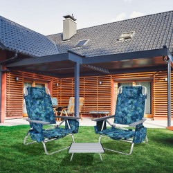 Kolmen osan sininen rantatuoli- ja pöytäsarja ulkokäyttöön