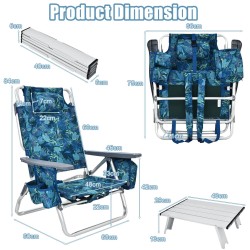 Kolmen osan sininen rantatuoli- ja pöytäsarja ulkokäyttöön