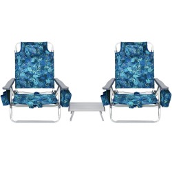 Kolmen osan sininen rantatuoli- ja pöytäsarja ulkokäyttöön