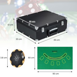 300-osainen pokerisetti kantolaukulla ja korttien sekoittajalla