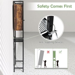 Rustiikkinen yläpuolinen wc-säilytyskaappi metallirungolla, ruskea