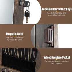 360° kääntyvä lukittava korukaappi kokopitkällä peilillä ruskea