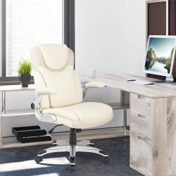 Ergonominen valkoinen työtuoli kallistustoiminnolla ja säädettävällä korkeudella