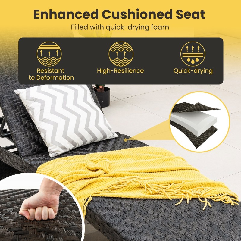 Taitettava ruskea rottinki lepotuoli 5-tasoisella selkänojalla Taitettava ruskea rottinki lepotuoli 5-tasoisella selkänojalla