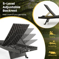 Taitettava ruskea rottinki lepotuoli 5-tasoisella selkänojalla Taitettava ruskea rottinki lepotuoli 5-tasoisella selkänojalla