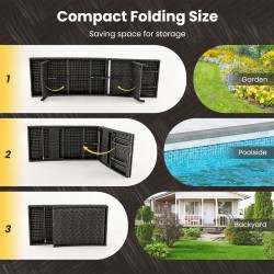 Taitettava ruskea rottinki lepotuoli 5-tasoisella selkänojalla Taitettava ruskea rottinki lepotuoli 5-tasoisella selkänojalla