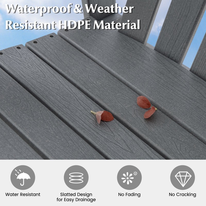 Harmaa ulkokäyttöön HDPE-baarituoli käsinojilla ja jalkatuella