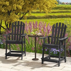 Musta ulkokäyttöön HDPE-baarituoli käsinojilla ja jalkatuella