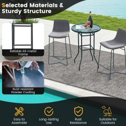 Karkaistu lasinen musta patio-baaripöytä ulko- ja sisäkäyttöön