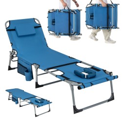 Säädettävä sininen 5-asentoinen taitettava aurinkotuoli ulkokäyttöön Säädettävä sininen 5-asentoinen taitettava aurinkotuoli ulkokäyttöön