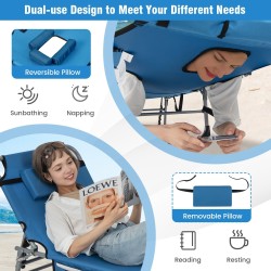 Säädettävä sininen 5-asentoinen taitettava aurinkotuoli ulkokäyttöön Säädettävä sininen 5-asentoinen taitettava aurinkotuoli ulkokäyttöön