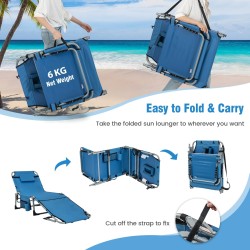 Säädettävä sininen 5-asentoinen taitettava aurinkotuoli ulkokäyttöön Säädettävä sininen 5-asentoinen taitettava aurinkotuoli ulkokäyttöön