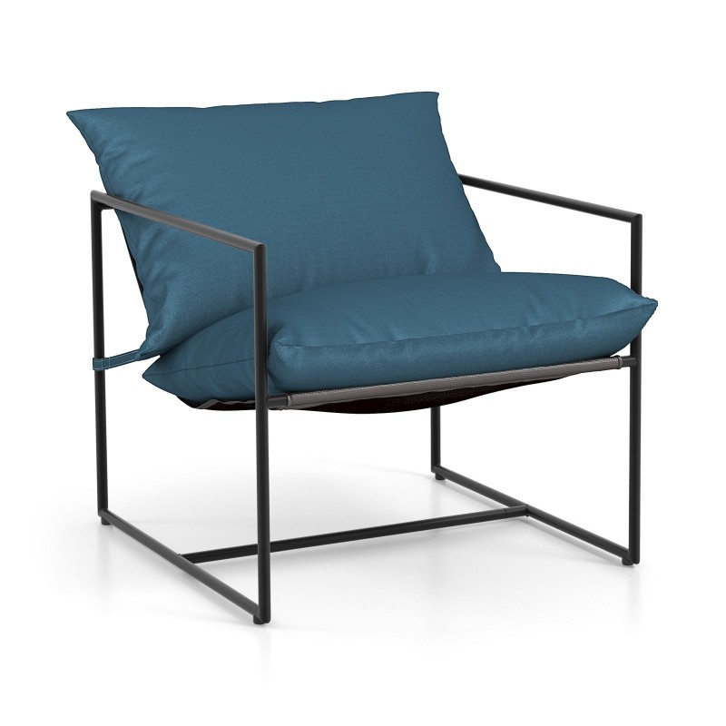 Sling-tyyliset metallirunkoiset nojatuolit, 2 kpl, tummansininen