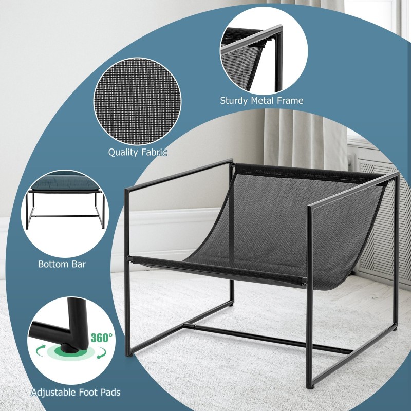 Sling-tyyliset metallirunkoiset nojatuolit, 2 kpl, tummansininen