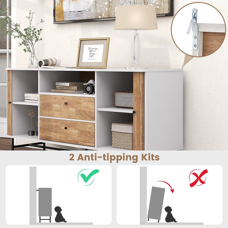 Valkoinen moderni buffet-kaappi säilytystilalla