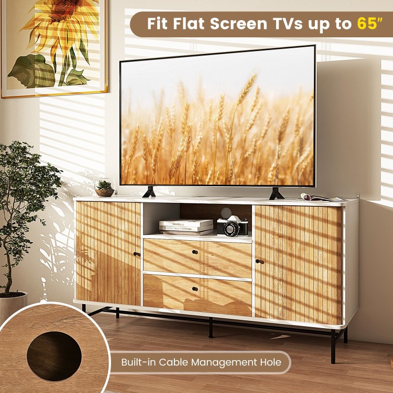 Valkoinen moderni buffet-kaappi säilytystilalla