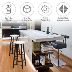 Setti 2 valkoista marmorikuvioista baarijakkaraa jalkatuella