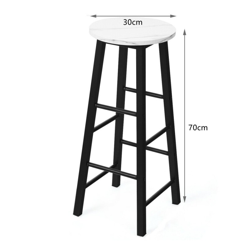 Setti 2 valkoista marmorikuvioista baarijakkaraa jalkatuella