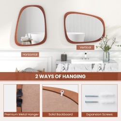 Epäsymmetrinen rustiikkinen seinäpeili luonnollisella puumaisella kehyksellä