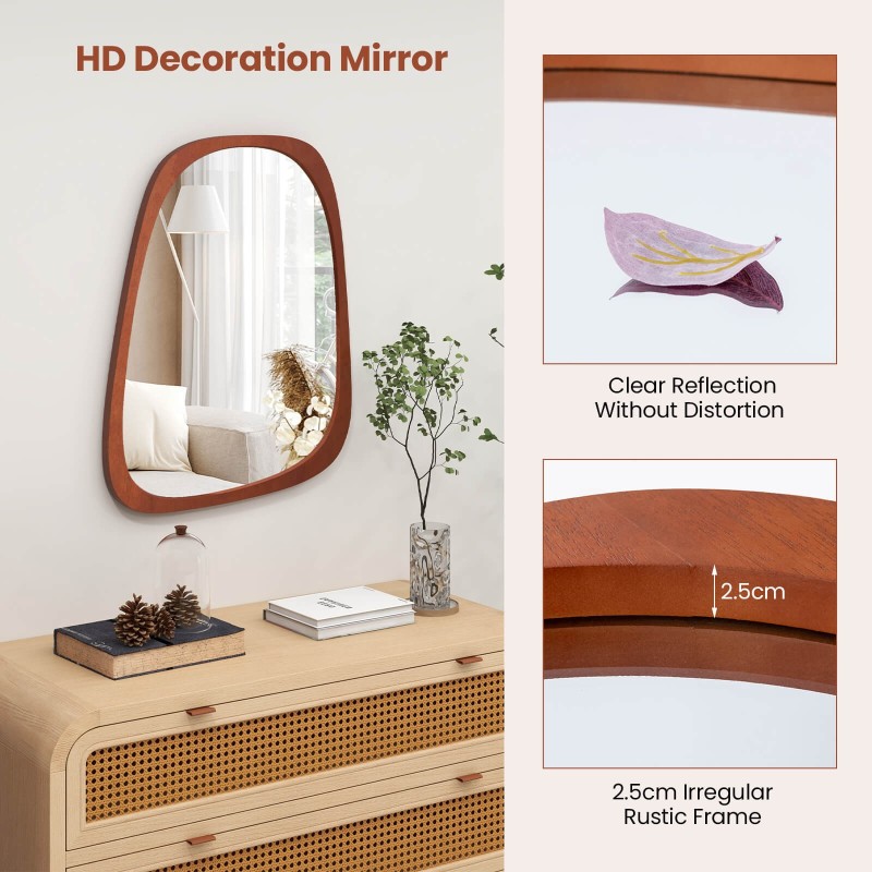 Epäsymmetrinen rustiikkinen seinäpeili luonnollisella puumaisella kehyksellä