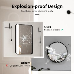 Musta kylpyhuoneen seinäpeili pyöristetyillä kulmilla