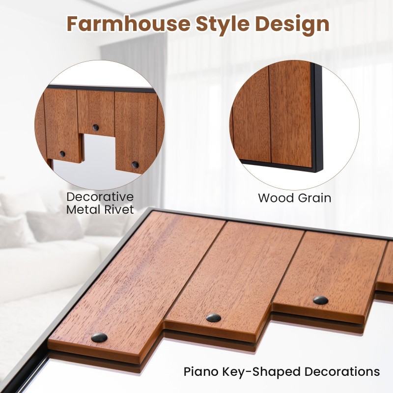 Suorakulmainen maalaistyylipeili puukehyksellä musta