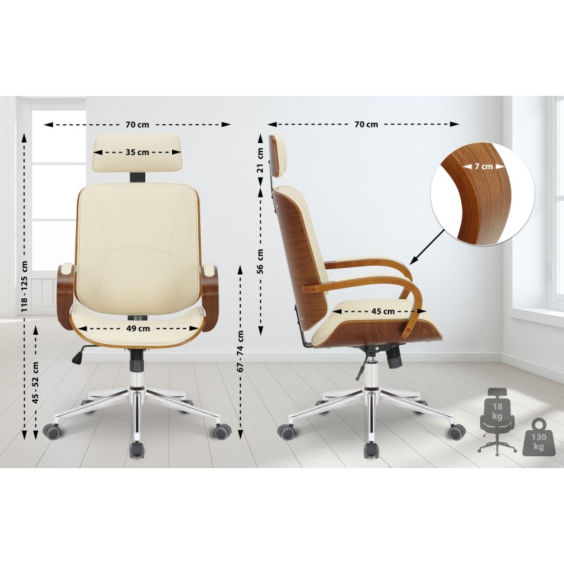 Ergonominen toimistotuoli säädettävällä korkeudella ja niskatuella