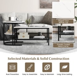 Kahvipöytäsarja 2-osainen, lisäsäilytystila, musta ja valkoinen Kahvipöytäsarja 2-osainen, lisäsäilytystila, musta ja valkoinen