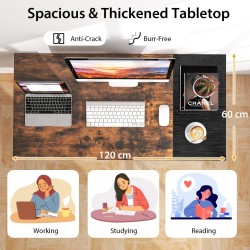 Rustiikkinen työpöytä 120/140 cm, 2 laatikkoa, koukku