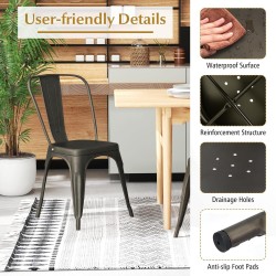 Metalliset pinottavat baarijakkarat irrotettavalla selkänojalla, harmaa-musta