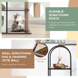 Korkea kissapuu metallirungolla, valkoinen, 118 cm