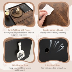 Kissanhiekkalaatikon kotelo vetolaatikolla ja rullapyörillä musta-ruskea