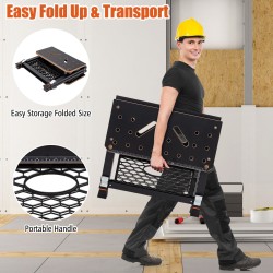 Monipuolinen 2-in-1 taittuva työpöytä musta 8 korkeudensäätöä