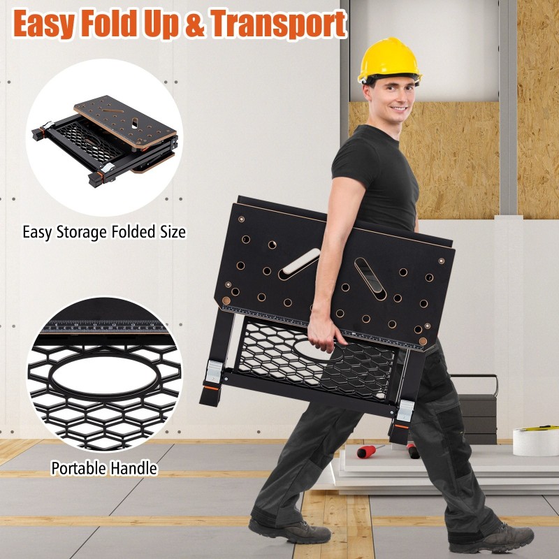 Monipuolinen 2-in-1 taittuva työpöytä musta 8 korkeudensäätöä