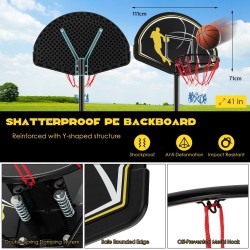 Säädettävä musta koripalloteline pyörillä ulko- ja sisäkäyttöön