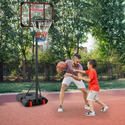 Säädettävä musta koripalloteline pyörillä ulko- ja sisäkäyttöön